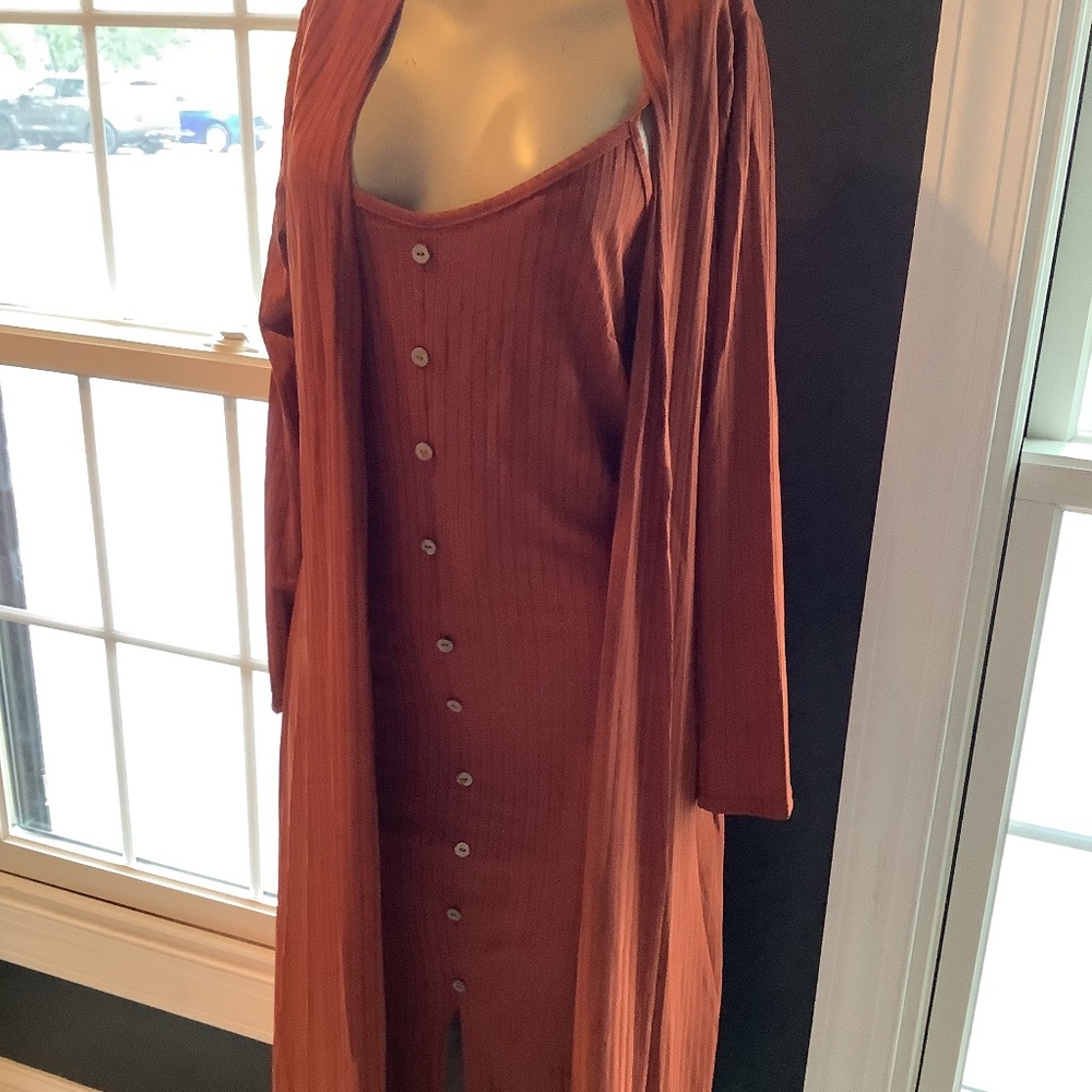 Dress with cardigan sweater